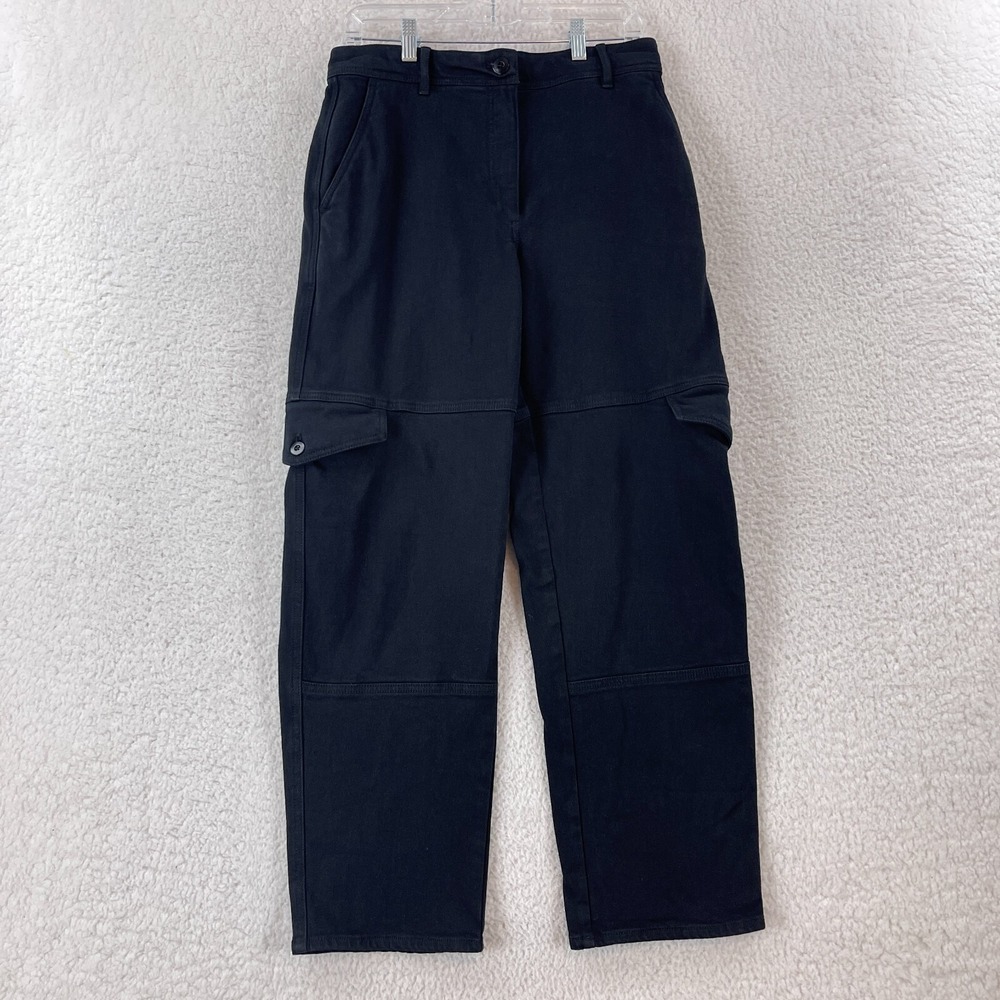 Wilfred Free Black Denim Baggy‎ Wide-Leg Cargo Jeans Womens High Rise Size 8